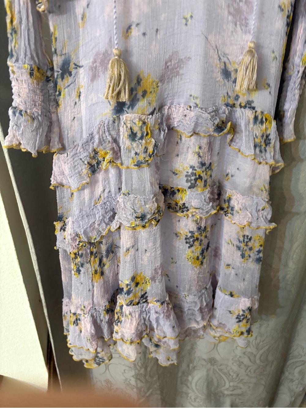 Sundance Lavender Floral Tiered Midi Dress with Yellow Accents - Picture 8 of 8